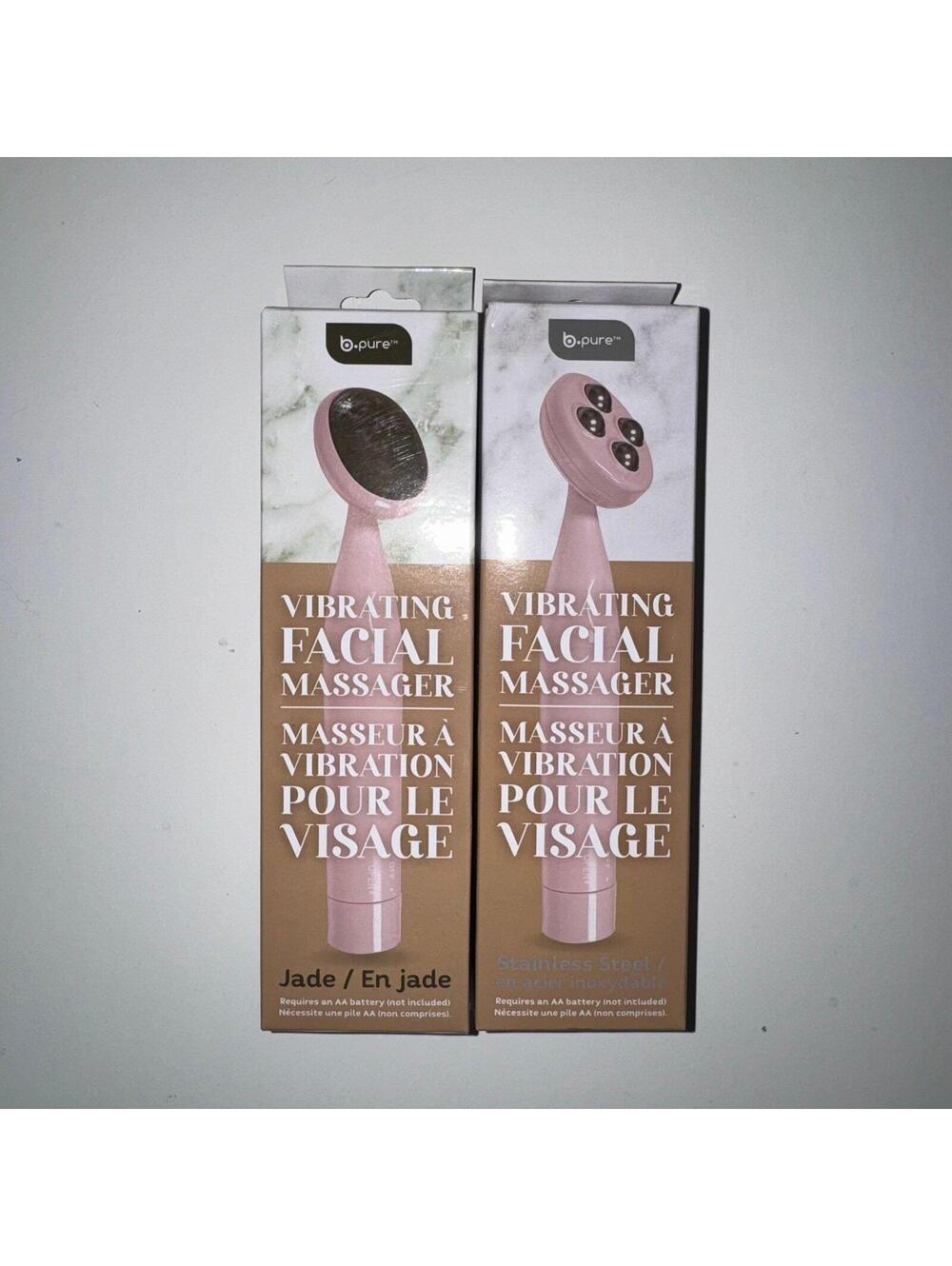 b.pure Vibrating Facial Massagers bundle jade & stainless steel
